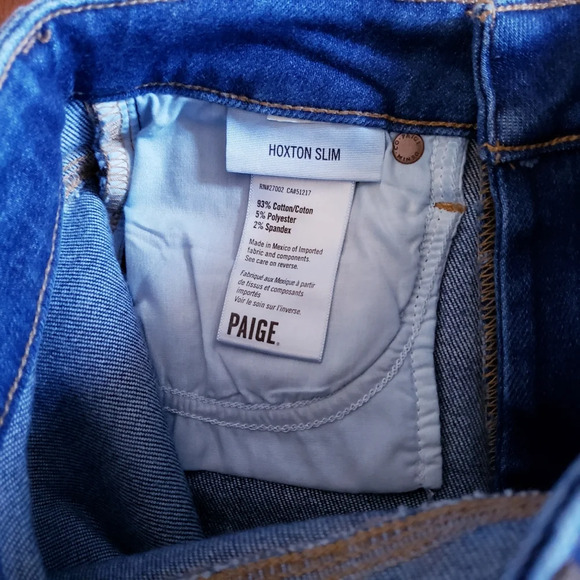 Paige Dark Wash Hoxton Slim Hampton Stretch Mid Rise Women's Blue Jeans Size 24 - Picture 12 of 13